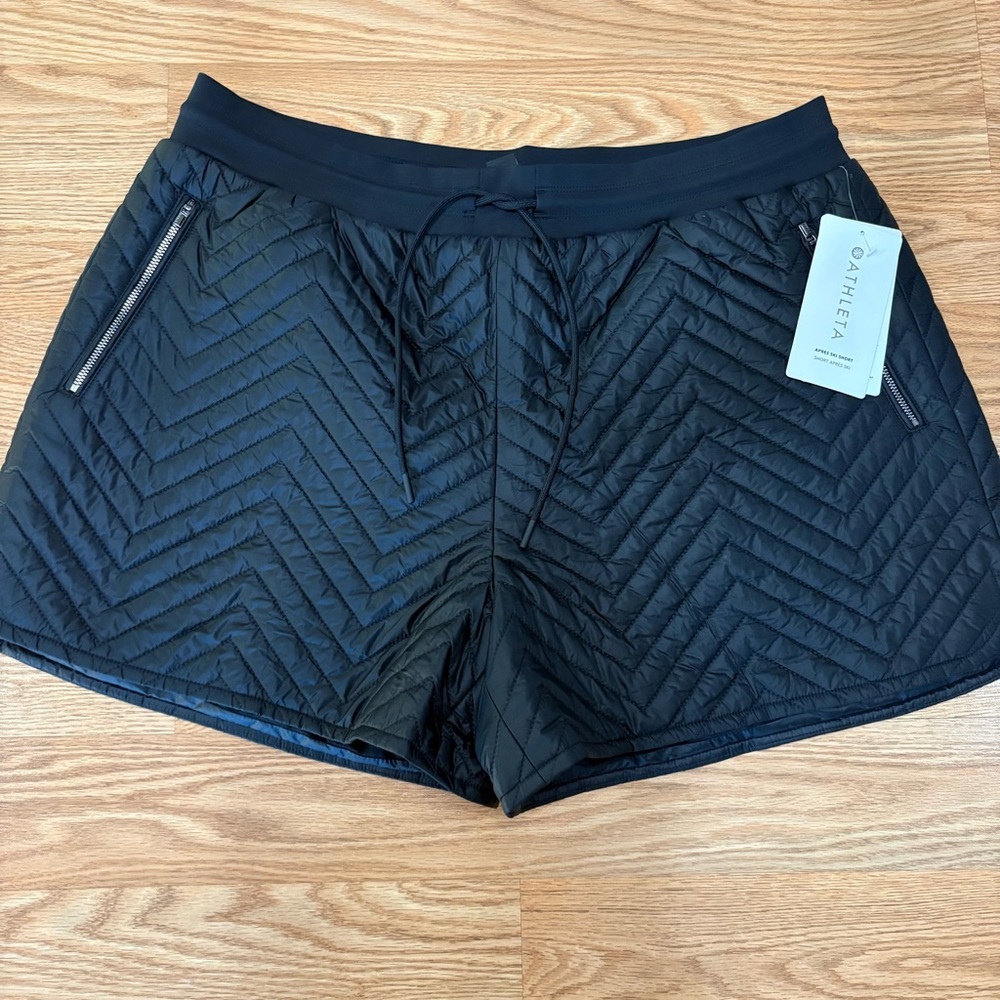 Athleta Apres Ski Short Black Quilted Shorts